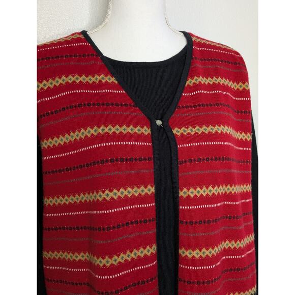 Sag Harbor Women's Solid Black Multicolor Round Neck Long Sleeve Sweater XL - Picture 3 of 8